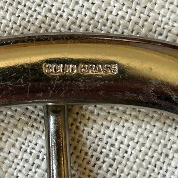 Vintage 70s Leather Belt Solid Brass Buckle main image 4